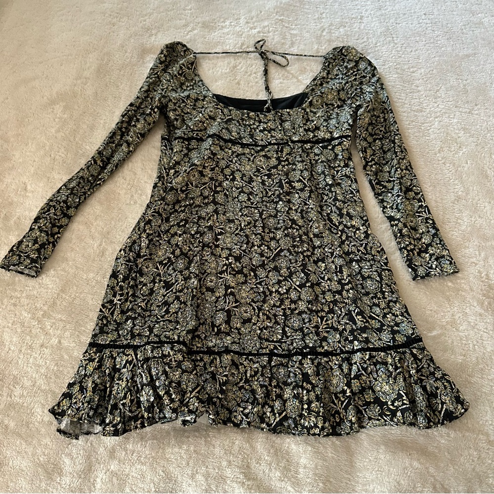 Goregous Free People Floral Paisley Long Sleeve Suqare Neck Dress Size 12 - Picture 2 of 9